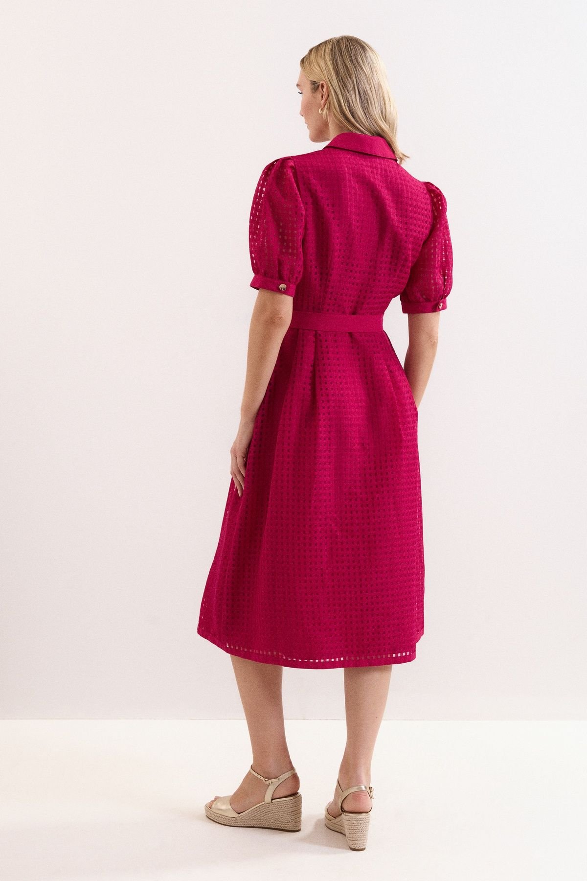 Phase Eight Phase Eight Women's Carey Belted Midi Shirt Dress in Fuchsia - 4