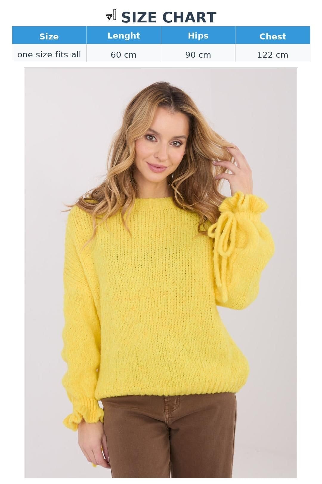 Love Lace Love Lace Women's Everyday Round Neck Ruffle Tie Sleeve Sweater in Yellow - 4