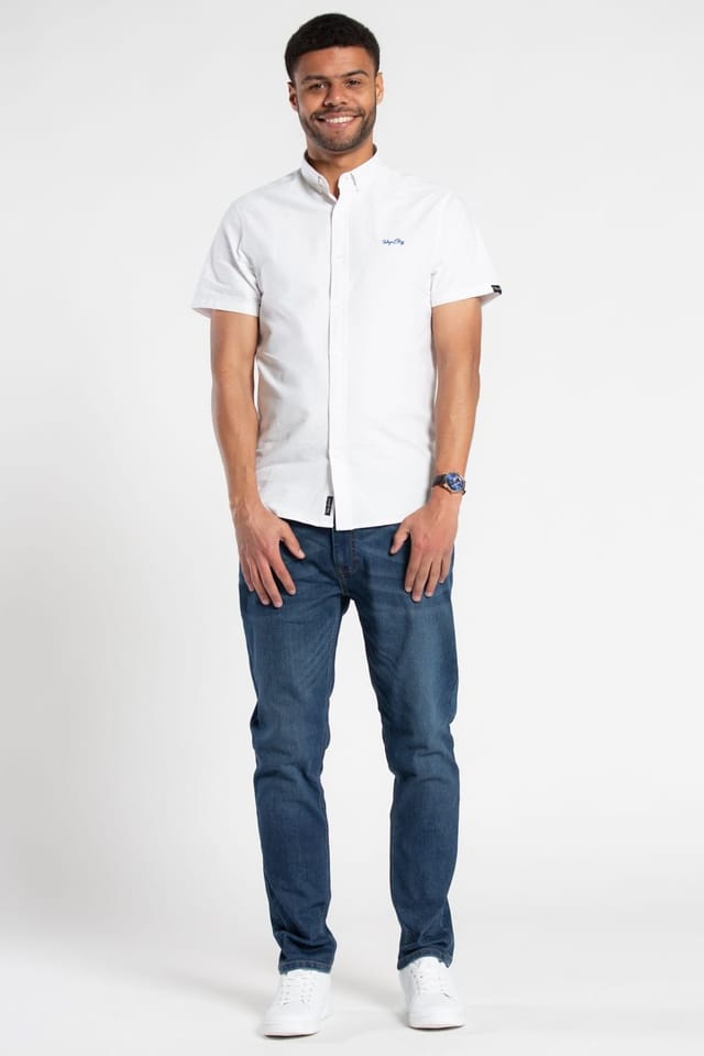 Tokyo Laundry Tokyo Laundry Men's Cotton Short Sleeved Button-Up Oxford Shirt in White - 3