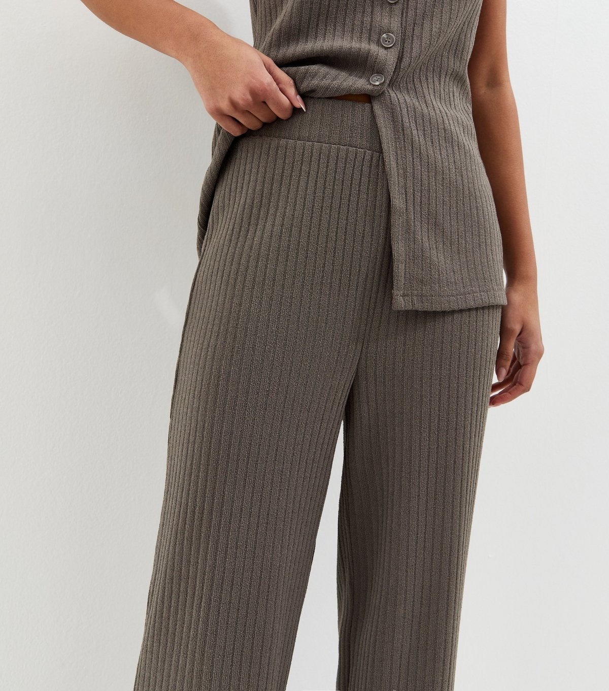 New Look Women's Mink Soft Touch Khaki Textured Trouser New Look - 3