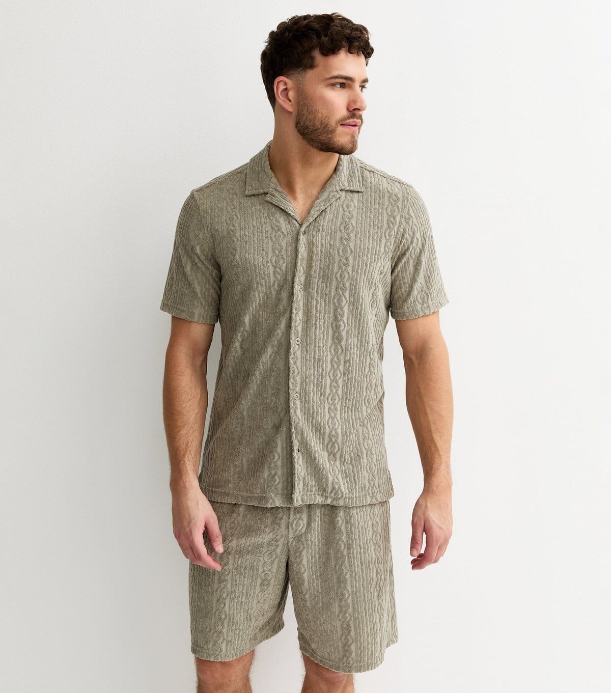 New Look Men's Olive Terry Towelling Polo Shirt Set
