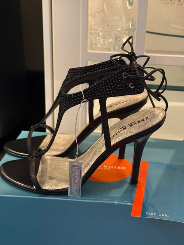 Karen Millen Stunning Black Swarovski Crystal Karen Millen Heels Size 3.5 Worn Once RRP £195