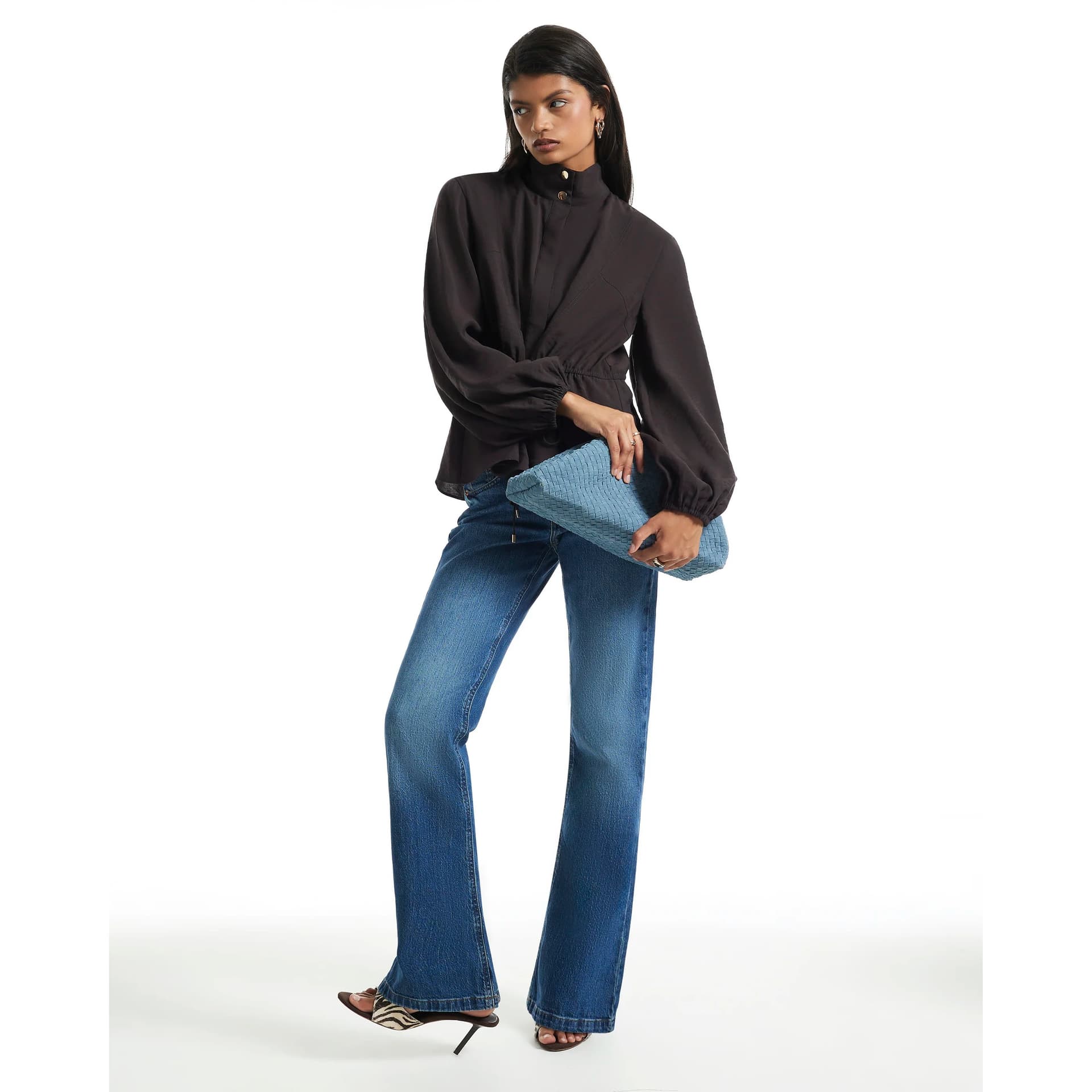 River Island River Island Womens Brown Cupro Funnel Neck Jacket