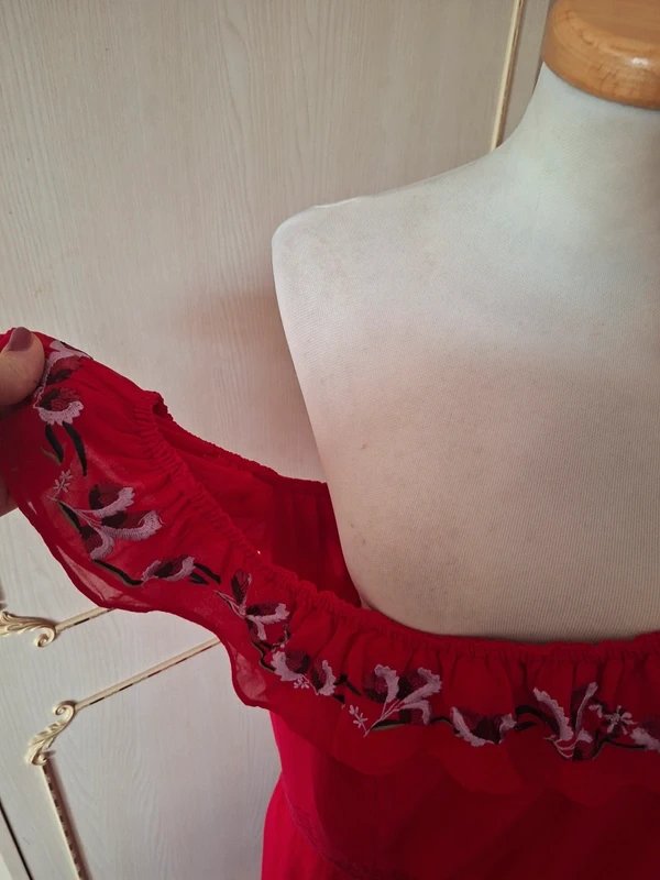 Hope & Ivy Gorgeous - Hope & Ivy Red Embroidered - Off Shoulder - Midi Dress Size 20 Rrp £110 - 1
