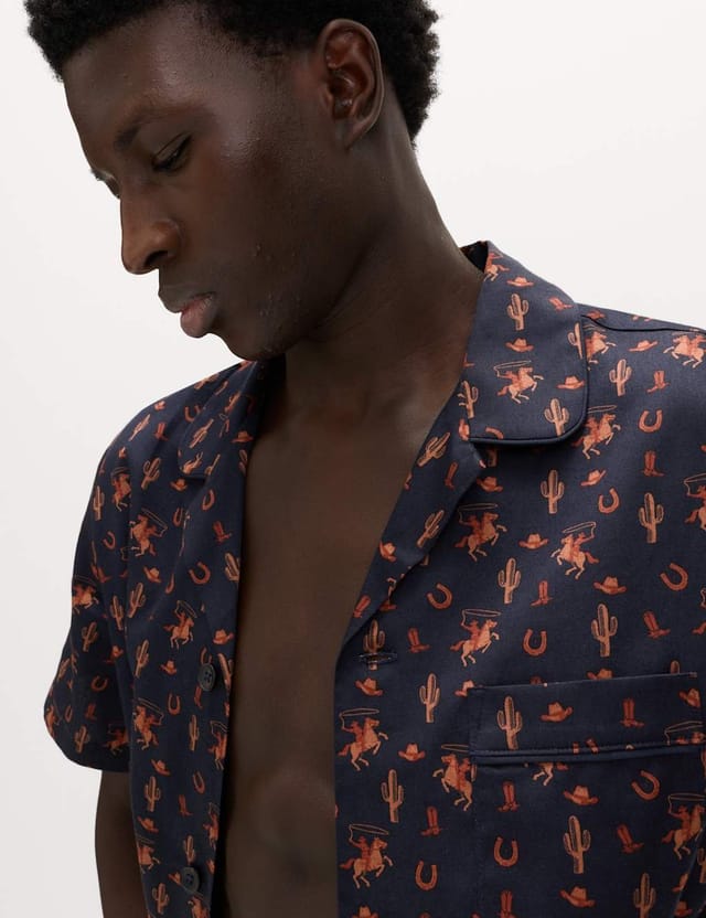 Marks & Spencer M&S Pure Cotton Cowboy Print Pyjama Set Rust Mix - 2