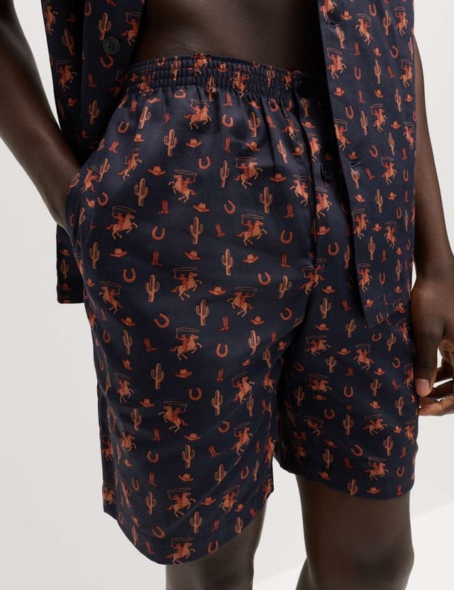 Marks & Spencer M&S Pure Cotton Cowboy Print Pyjama Set Rust Mix - 3