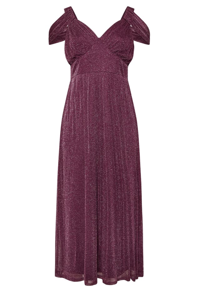 Yours Yours Women's Metallic Cold Shoulder Maxi Dress in Purple - 2