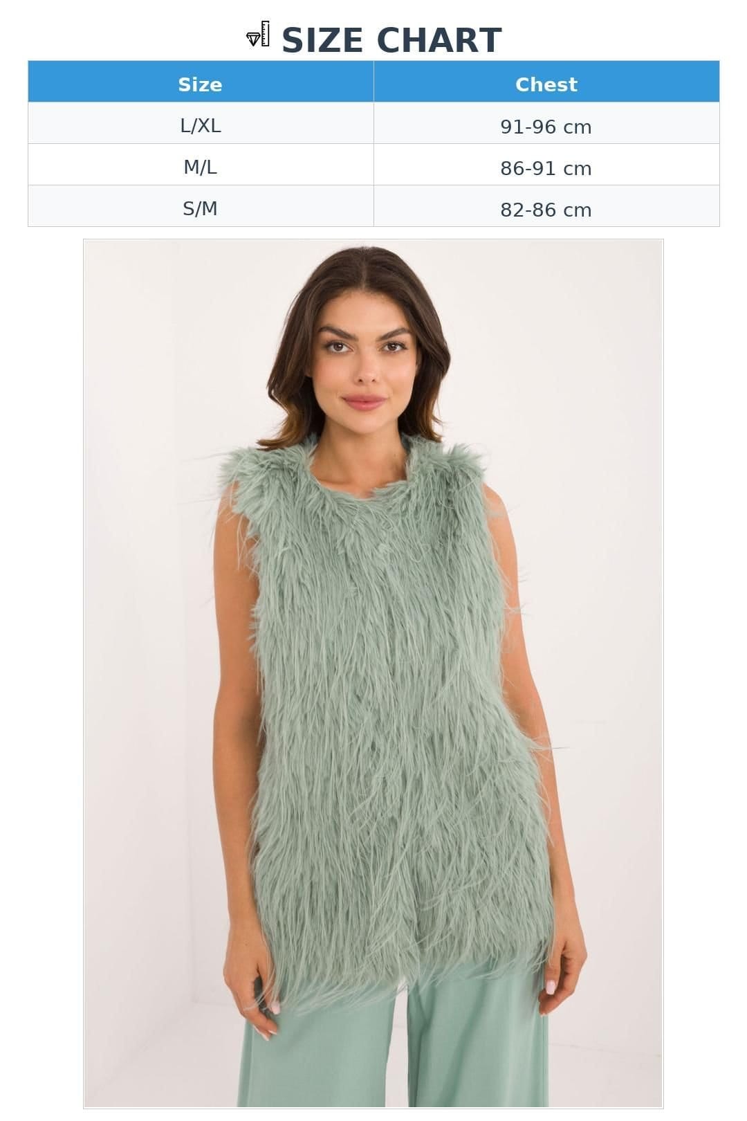 Love Lace Love Lace Women's Casual Faux Fur Polyester Vest with Hook in Green - 4