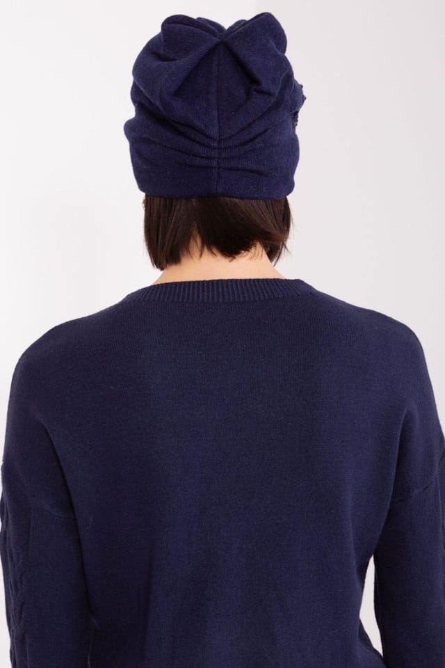 Love Lace Love Lace Women's Warm Smooth Knit Winter Beanie Hat with Side Decorative Applique in Blue - 3