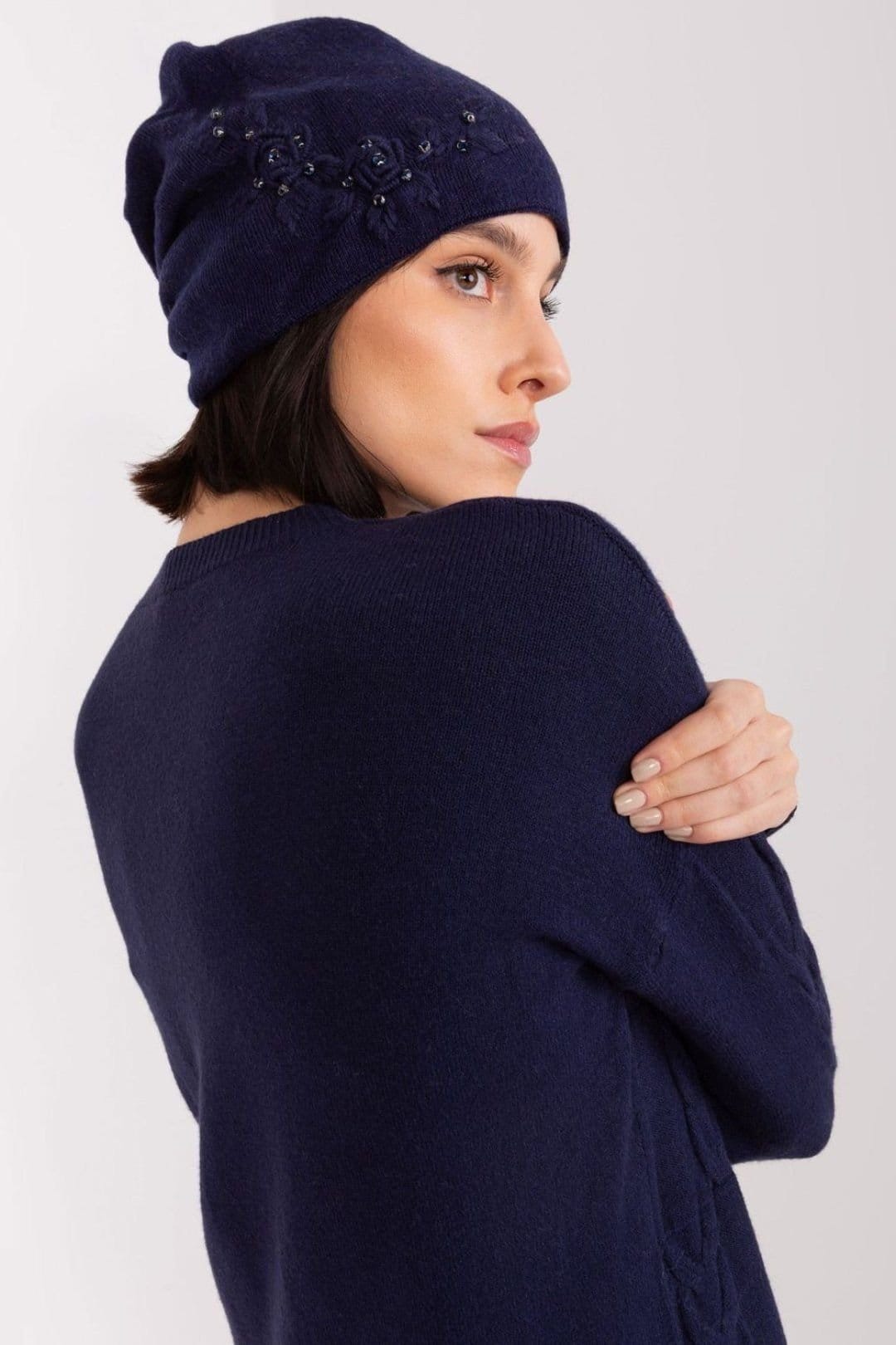 Love Lace Love Lace Women's Warm Smooth Knit Winter Beanie Hat with Side Decorative Applique in Blue - 4