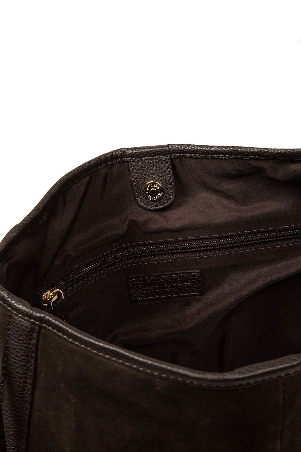 Pure Luxuries London Pure Luxuries London Women's 'Lettie' Suede & Leather Shoulder Bag in Dark Brown - 4