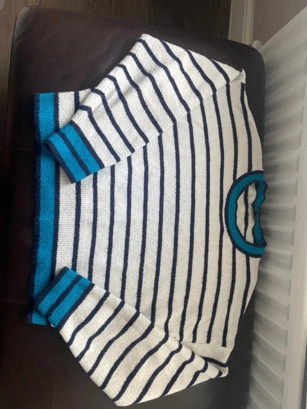 Topshop Blue striped white cropped jumper