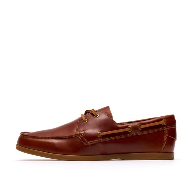 Clarks Clarks Men's Charmouth Lace Tan Leather Boat Shoes, Lace Up in Brown - 2
