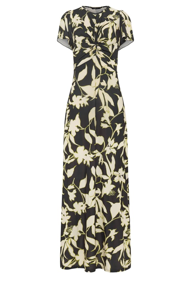 Long Tall Sally Long Tall Sally Women's Tall Floral Twist Front Maxi Dress in Black - 2