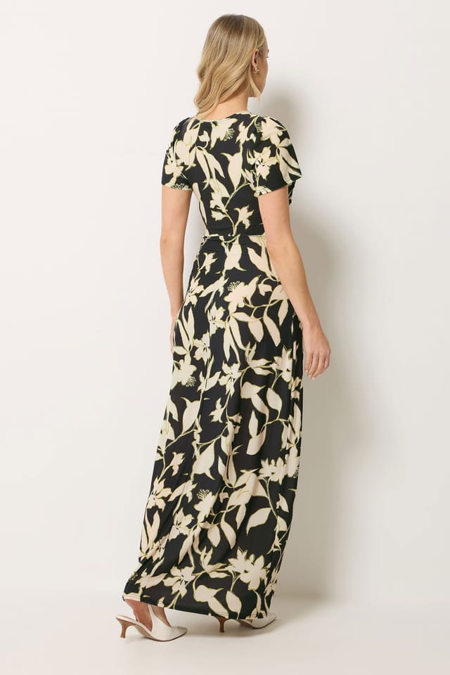 Long Tall Sally Long Tall Sally Women's Tall Floral Twist Front Maxi Dress in Black - 3