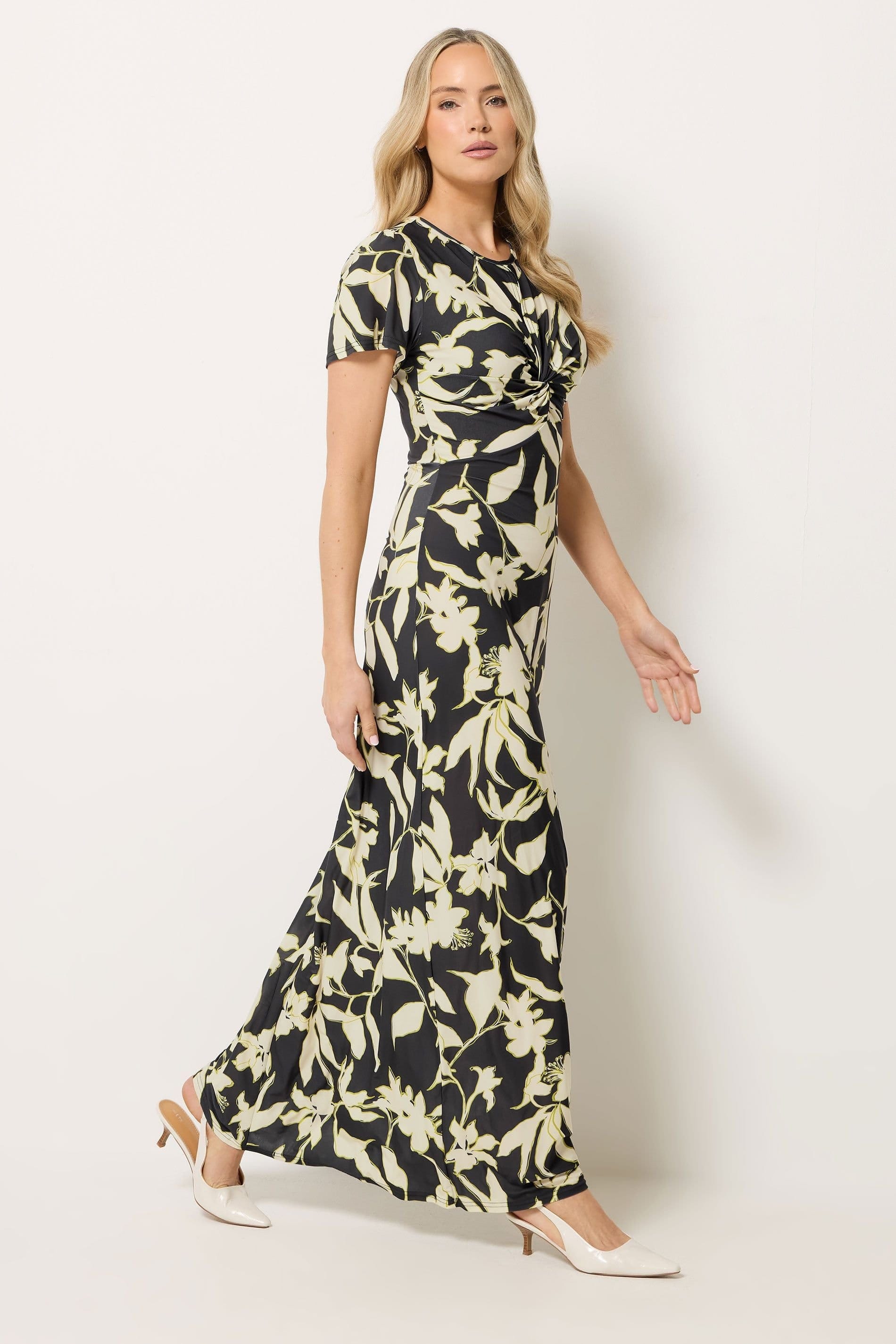 Long Tall Sally Long Tall Sally Women's Tall Floral Twist Front Maxi Dress in Black - 4