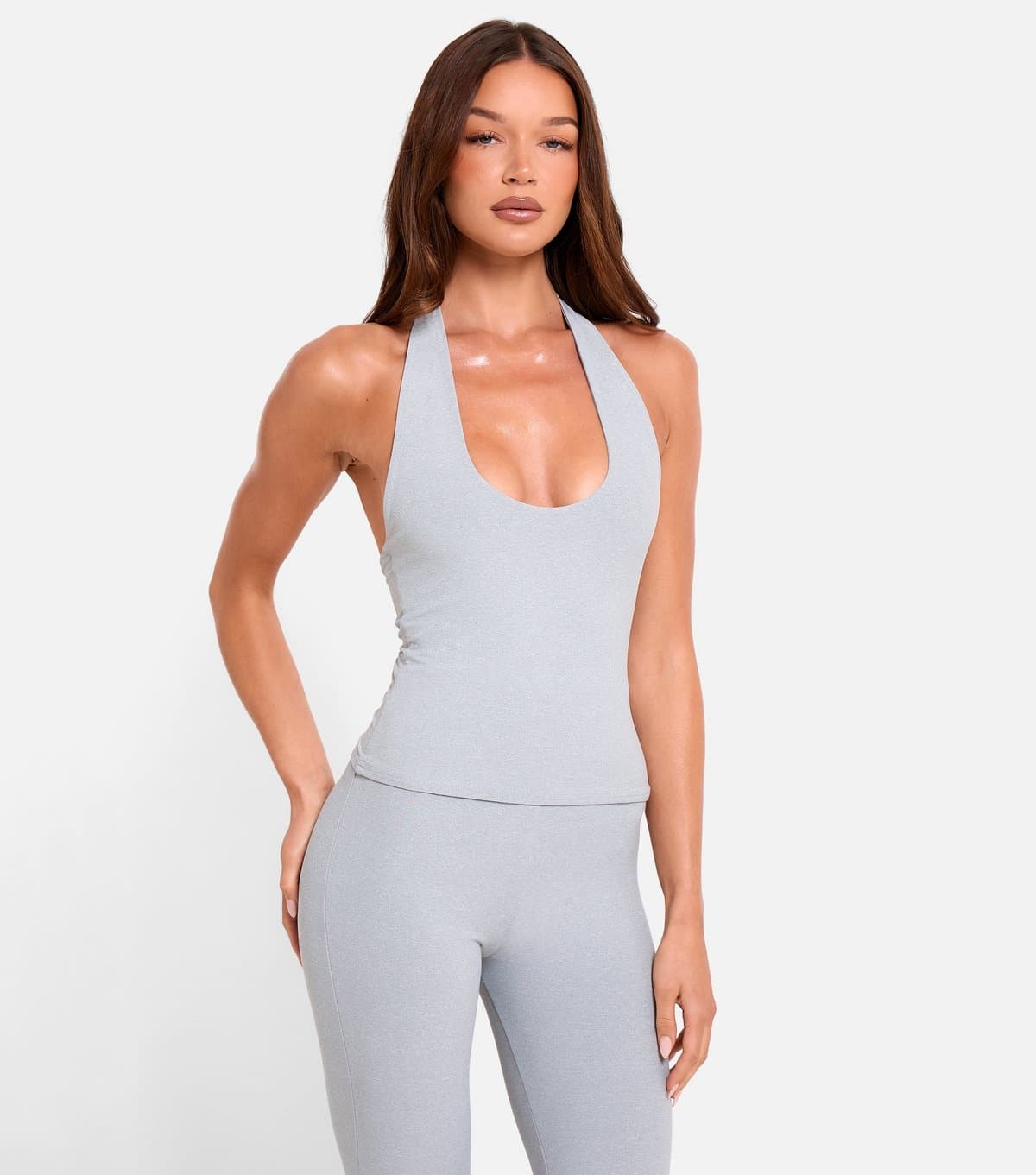 Public Desire Women's Light Grey Scoop Neck Halter Top Public Desire New Look