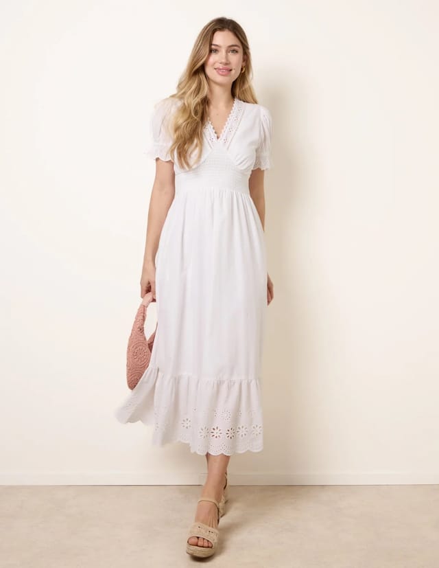 Blue Vanilla Embroidery Detail V-Neck Dress - 2