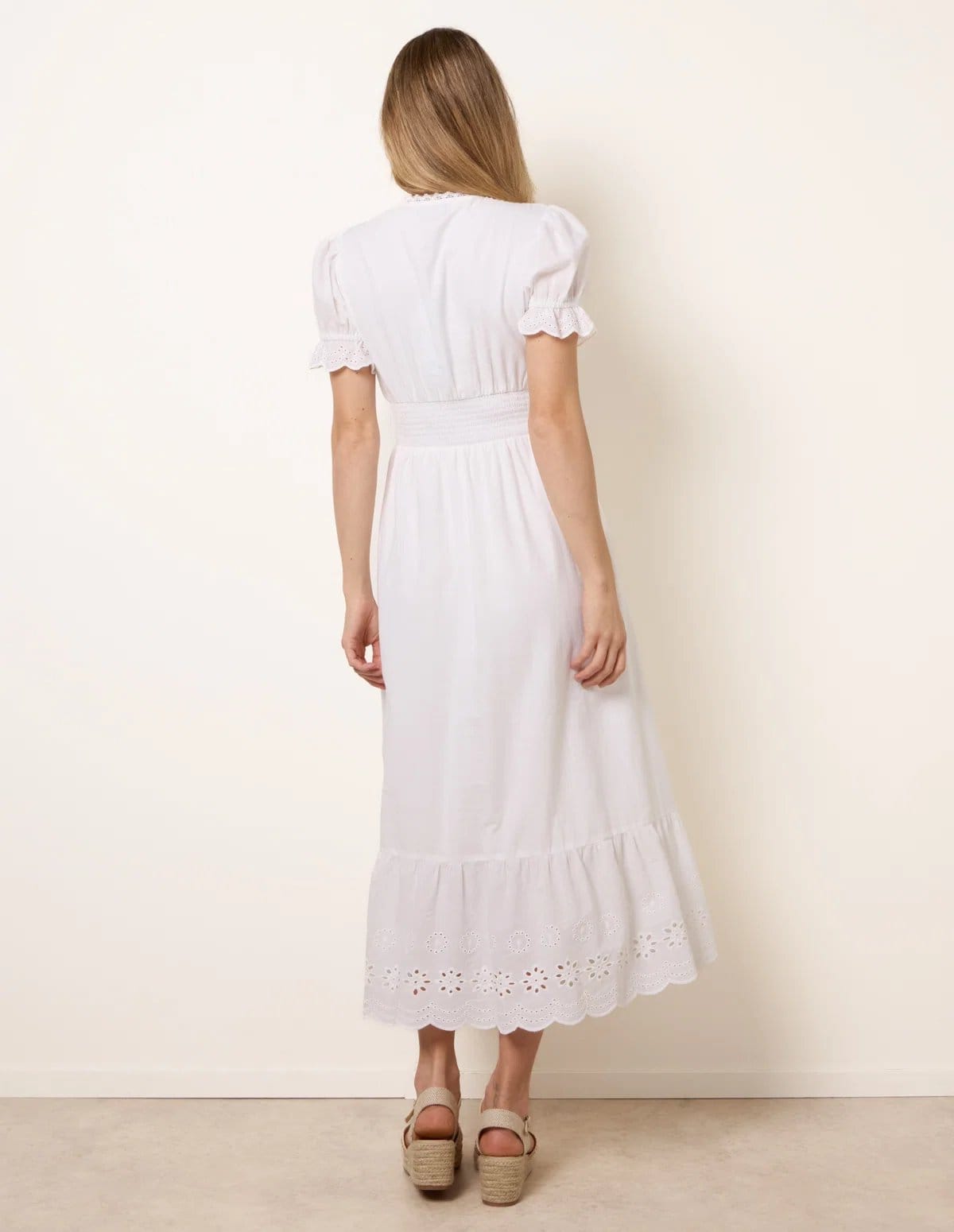 Blue Vanilla Embroidery Detail V-Neck Dress - 4