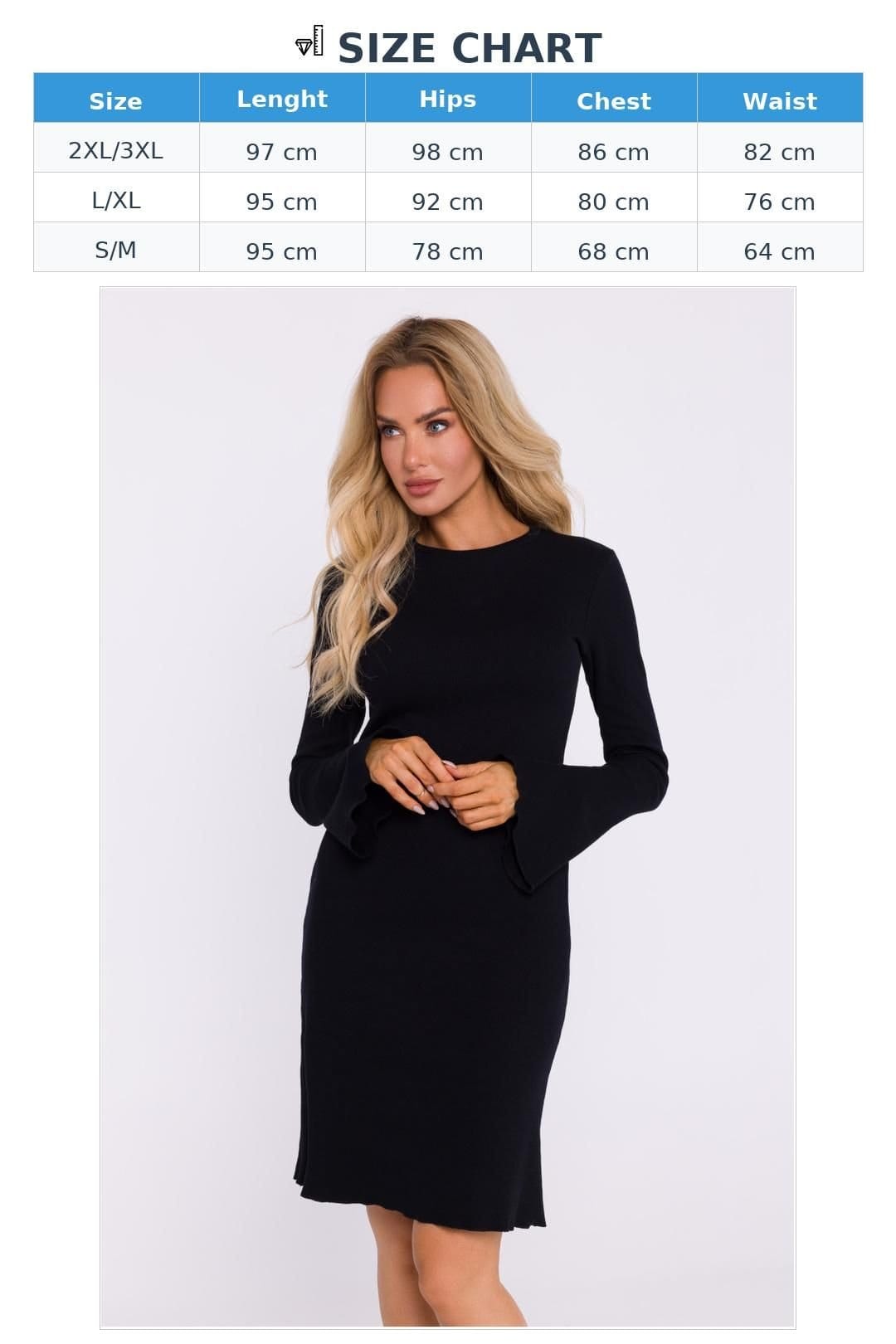 Love Lace Love Lace Women's Ribbed Cotton Long Sleeve Sheath Dress in Black - 4