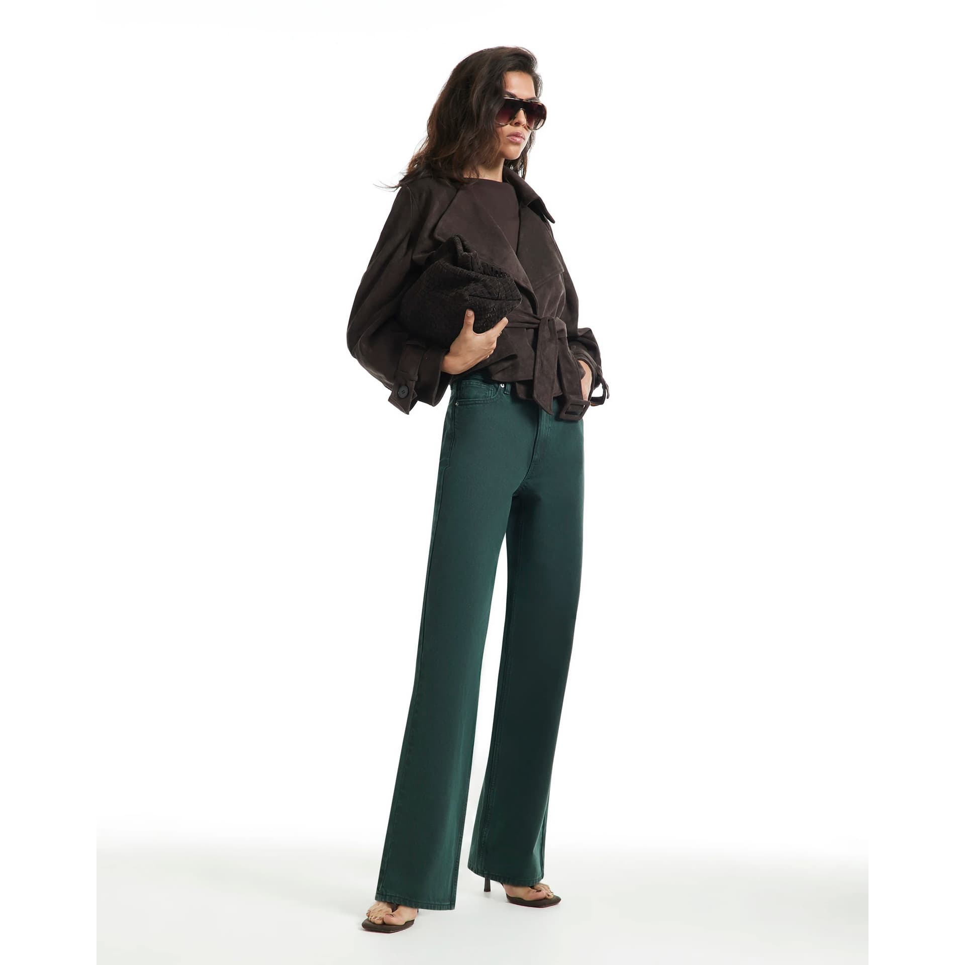 River Island River Island Womens Green High Waist Relaxed Straight Jeans