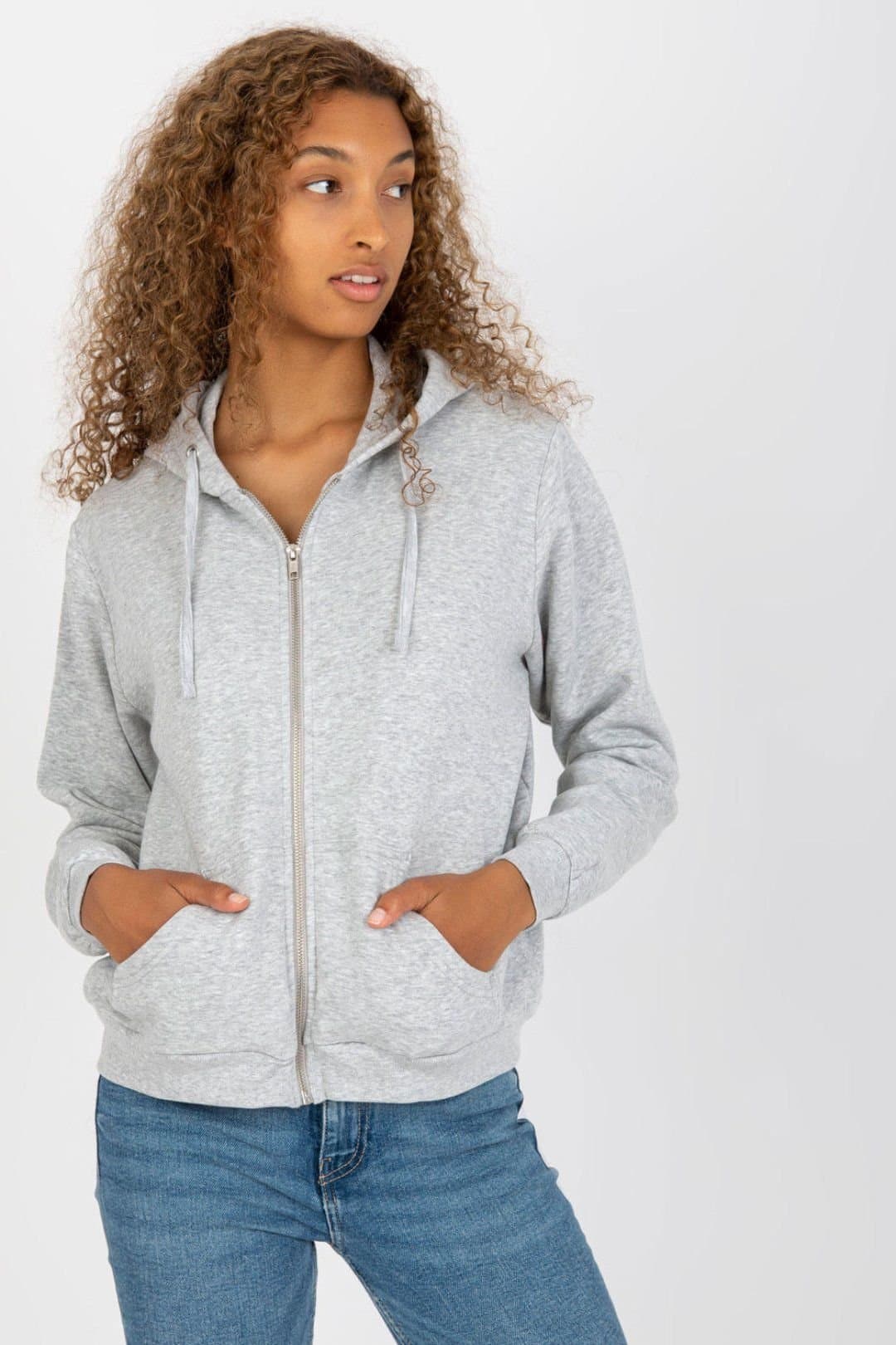 Love Lace Love Lace Women's Hooded Zippered Long Sleeve Sweatshirt in Grey