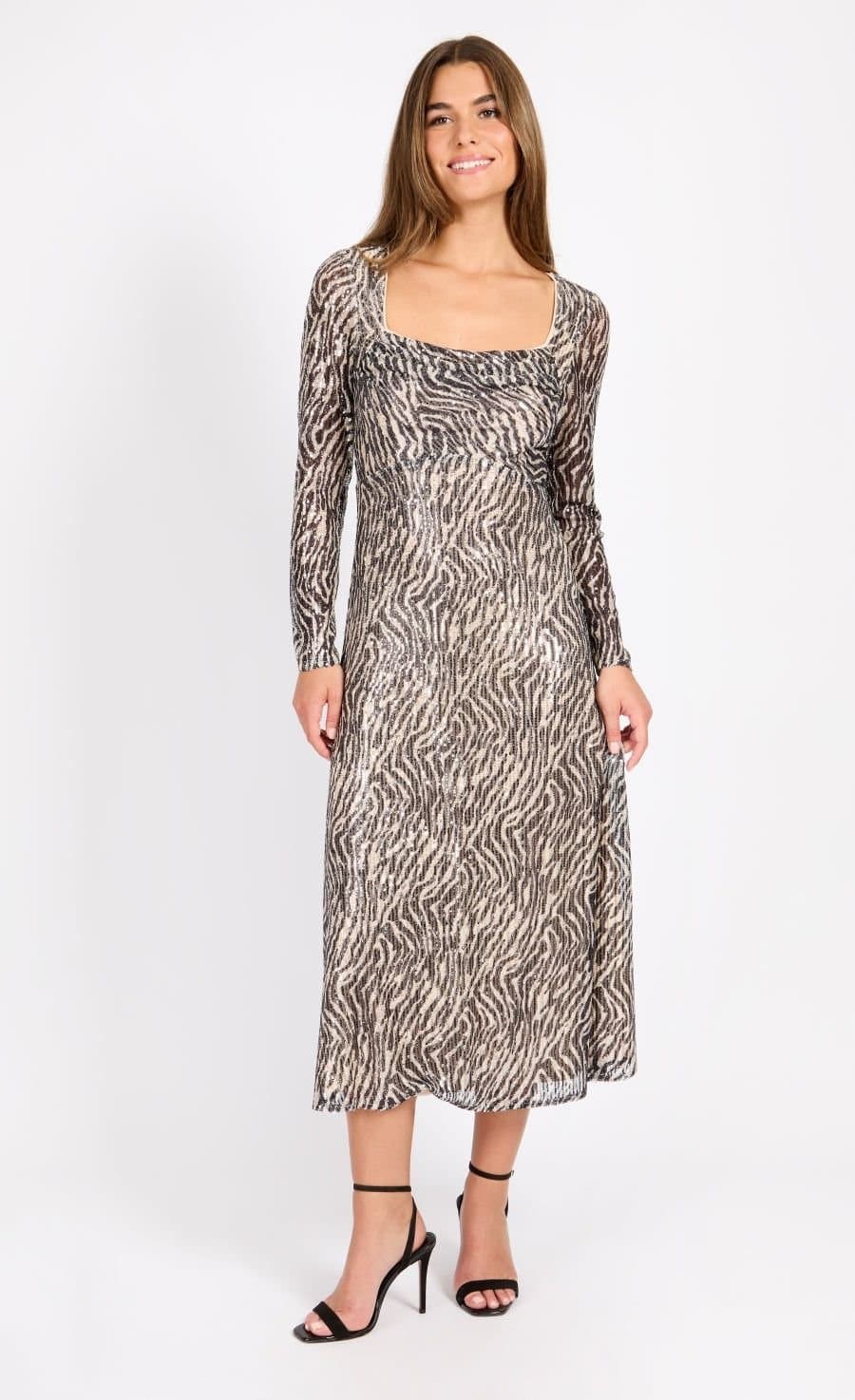 Little Mistress Little Mistress Women's Animal Sequin Print Midaxi Dress
