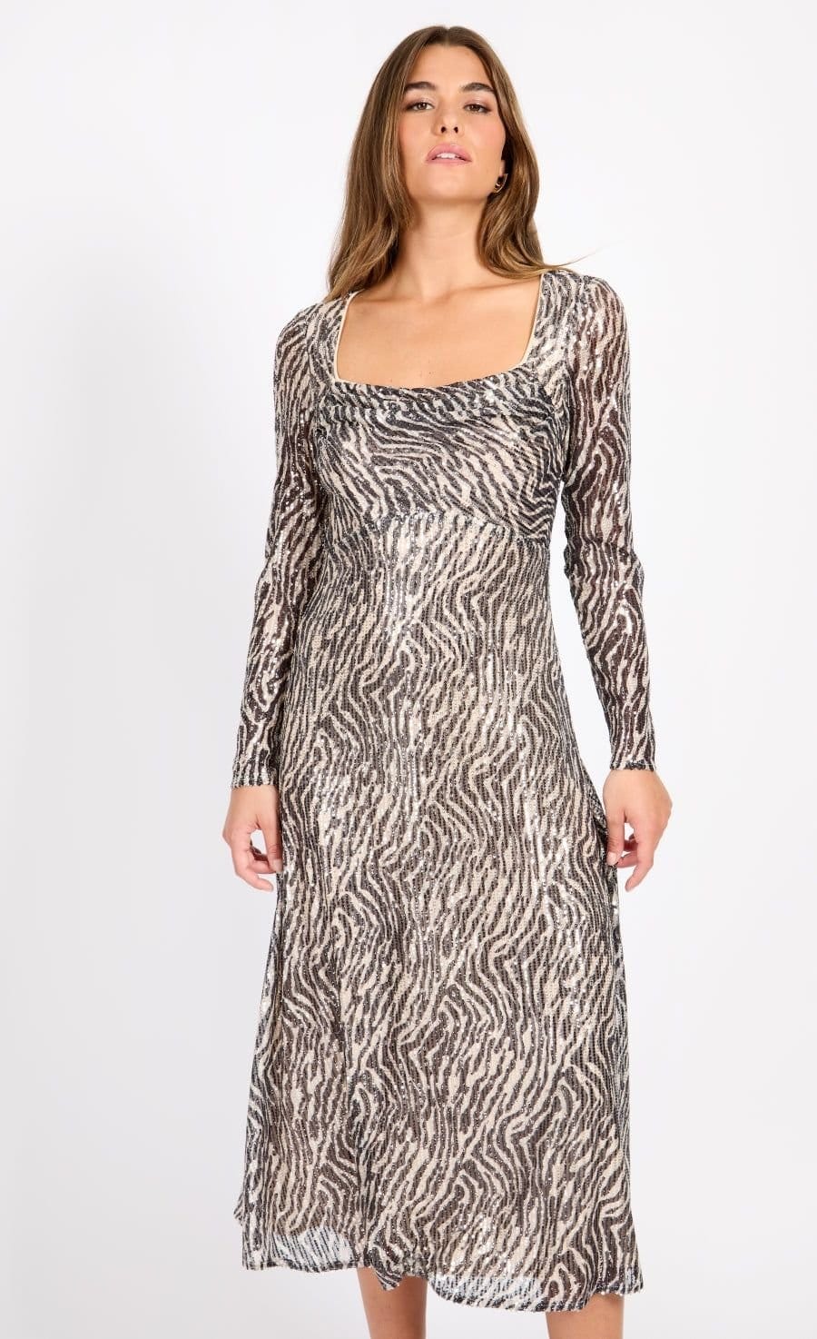 Little Mistress Little Mistress Women's Animal Sequin Print Midaxi Dress - 4