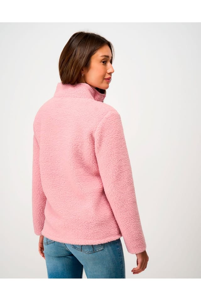 Crew Clothing Crew Clothing Women's Borg Boucle Bonded Half Zip Pink - 3