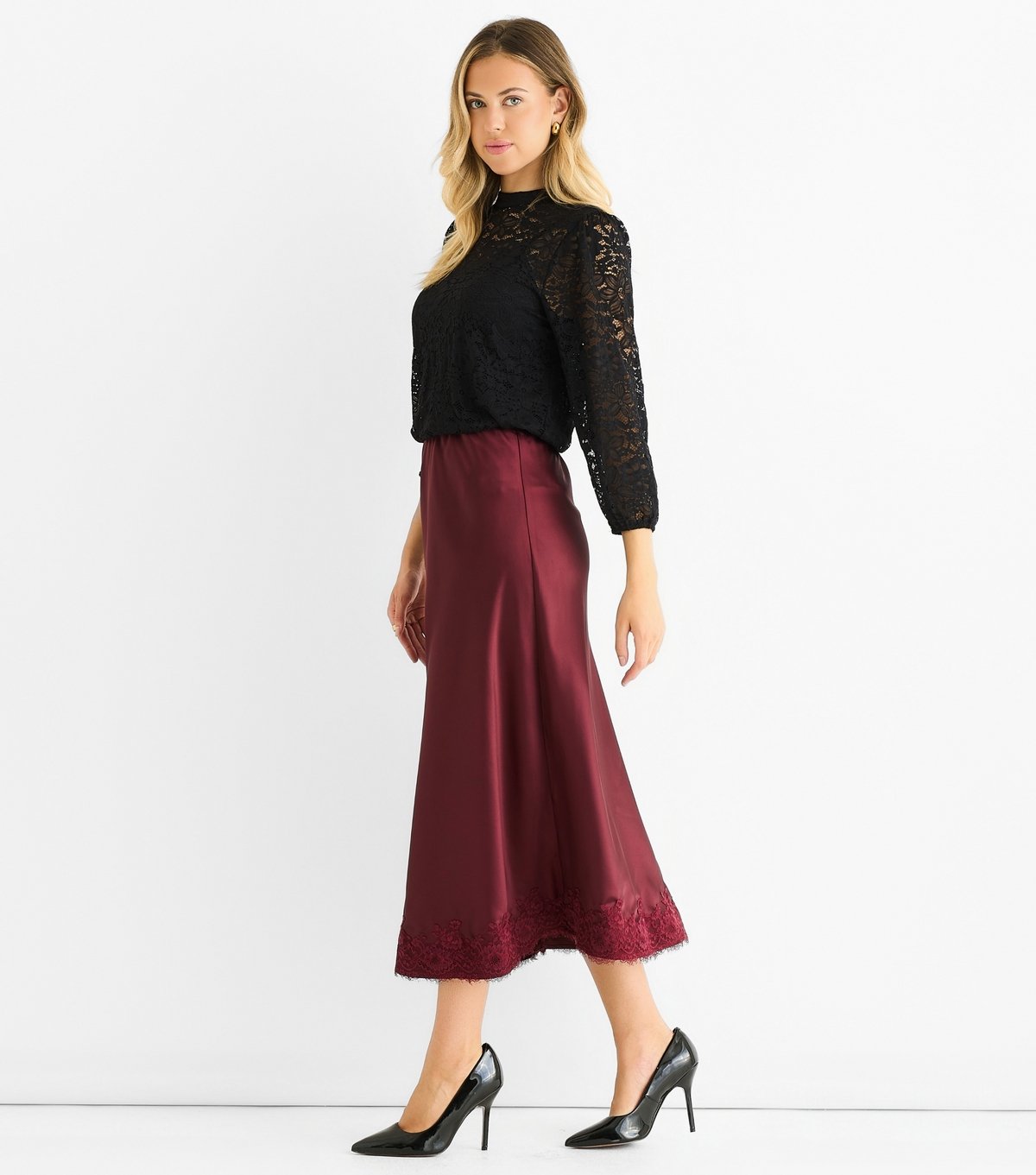 Gini London Women's Black Lace Cropped Sleeve Blouse Gini London New Look - 3