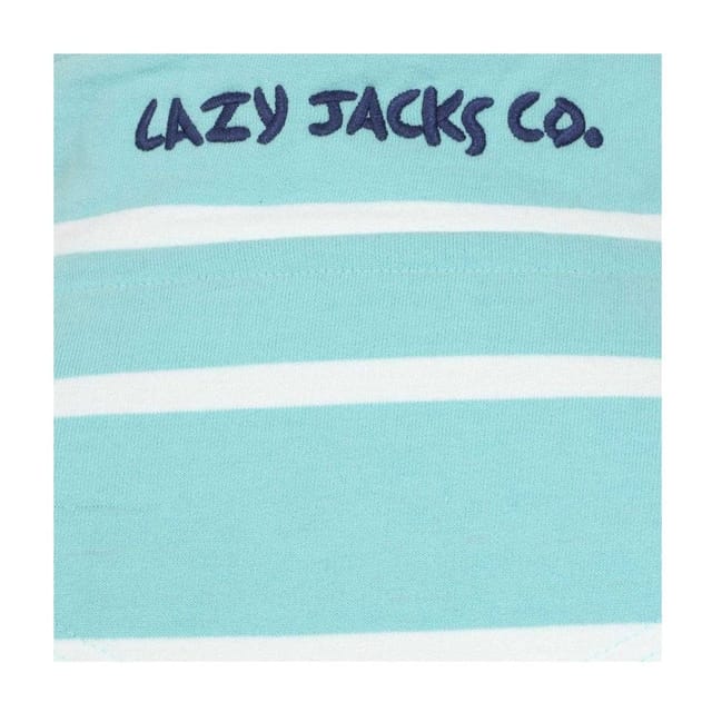 Lazy Jacks Lazy Jacks Women's Striped Quarter Zip Long-Sleeved Sweatshirt in Mint - 3