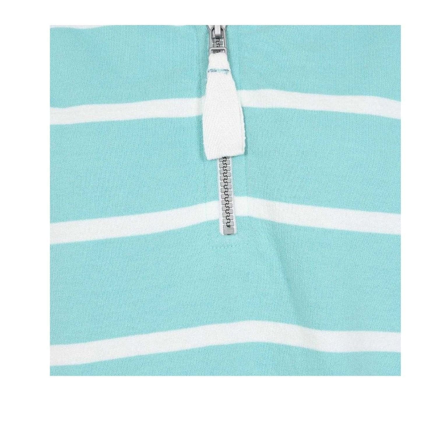 Lazy Jacks Lazy Jacks Women's Striped Quarter Zip Long-Sleeved Sweatshirt in Mint - 4