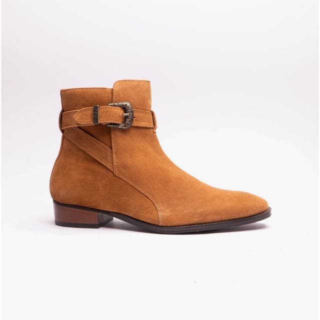 Club Cubano Club Cubano Men's Ricardo Buckle Cuban Heel Ankle Boots in Light Tan - 3