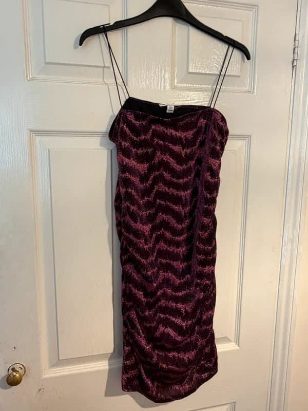 Topshop Topshop Purple Metallic Ruched Mini Dress