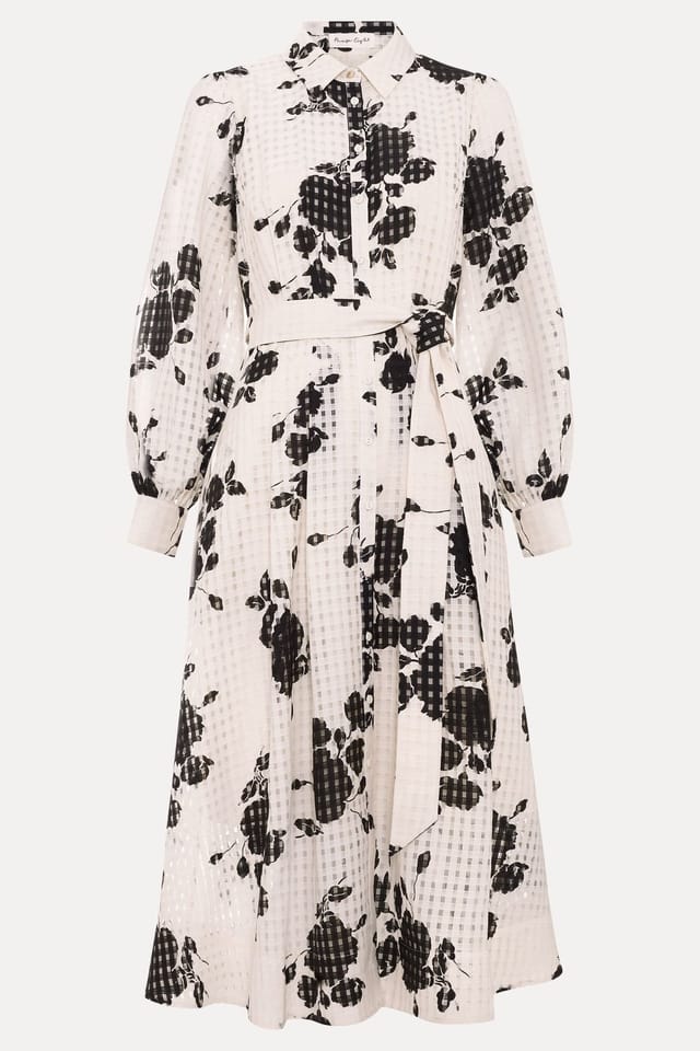Phase Eight Phase Eight Women's Natalie Floral Belted Shirt Dress in Off-White - 2