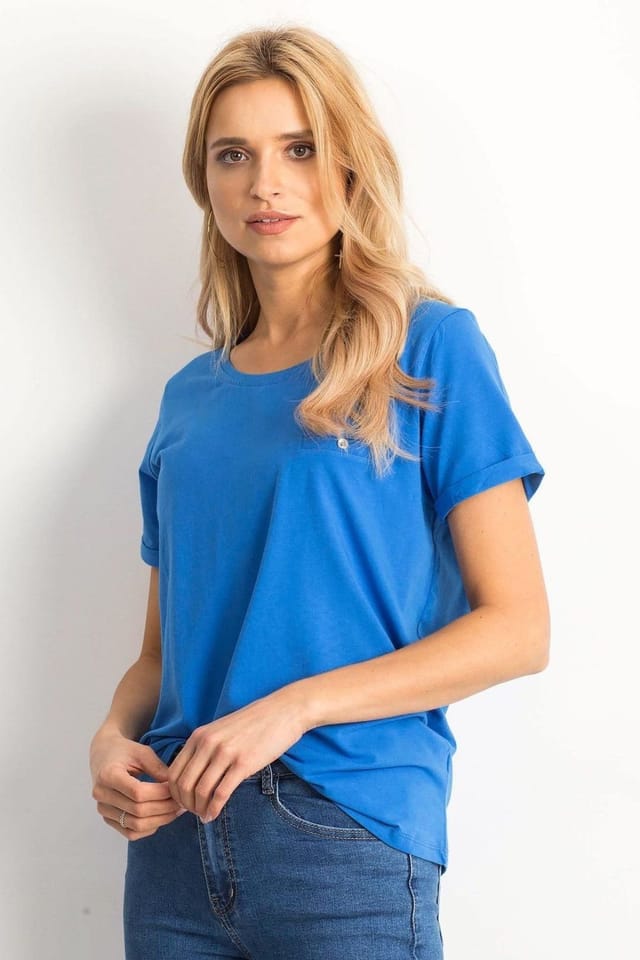 Love Lace Love Lace Women's Cotton Short Sleeve Round Neck T-Shirt Style 167305 in Blue - 2