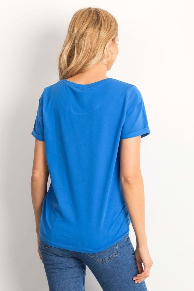 Love Lace Love Lace Women's Cotton Short Sleeve Round Neck T-Shirt Style 167305 in Blue - 3