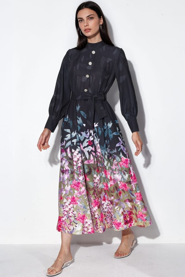 MSN Collection MSN Collection Women's Floral Belted Maxi Dress - 2