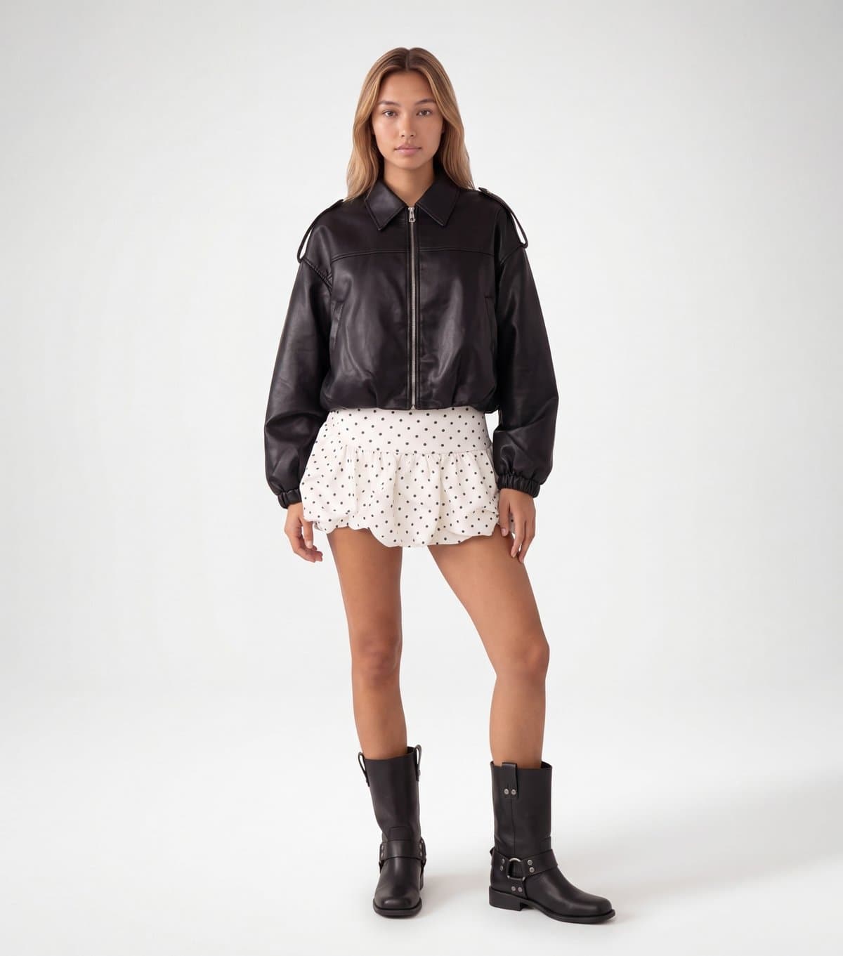 Pink Vanilla Women's Black Polka Dot Puff Mini Skirt Pink Vanilla New Look