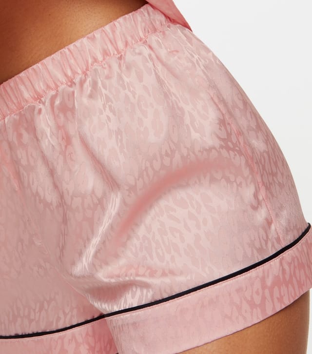 Ann Summers Women's Pale Pink Satin Leopard Print Shirt and Shorts Pyjama Set Ann Summers New Look - 2