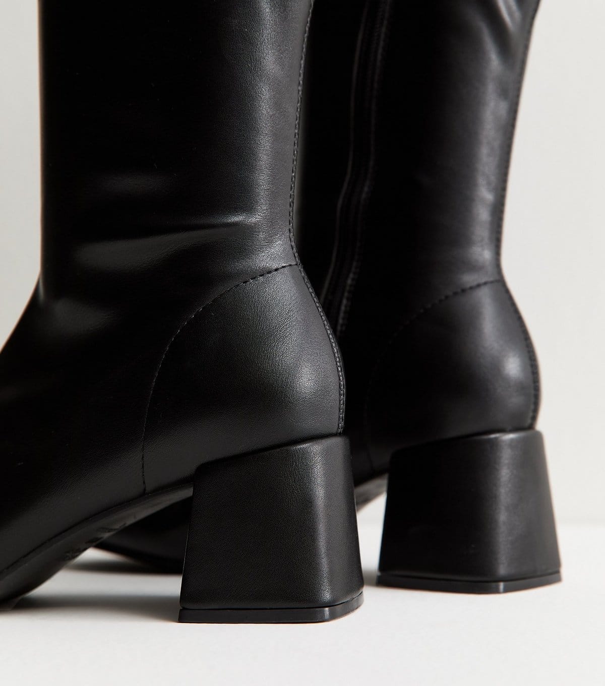 New Look Women's Black Faux Leather Stretchy Knee High Boot Vegan New Look - 4