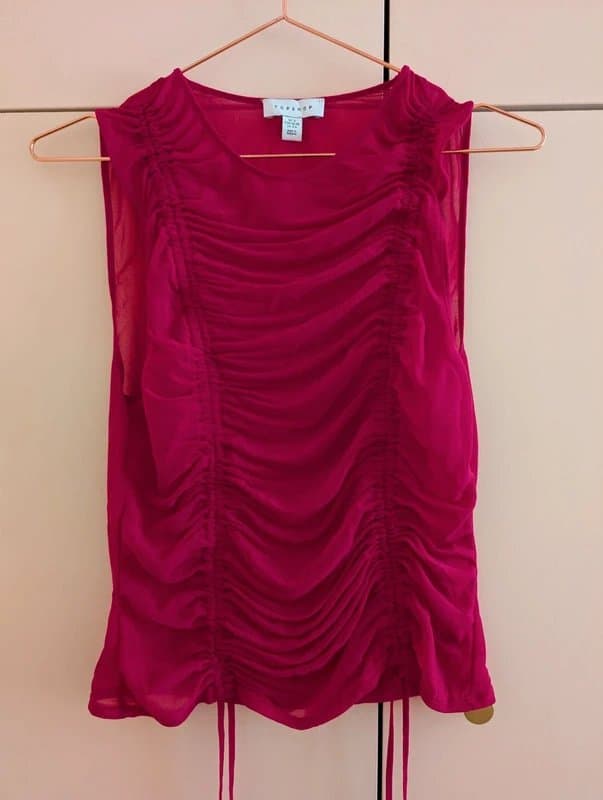 Topshop Topshop pink sheer ruched top. 8