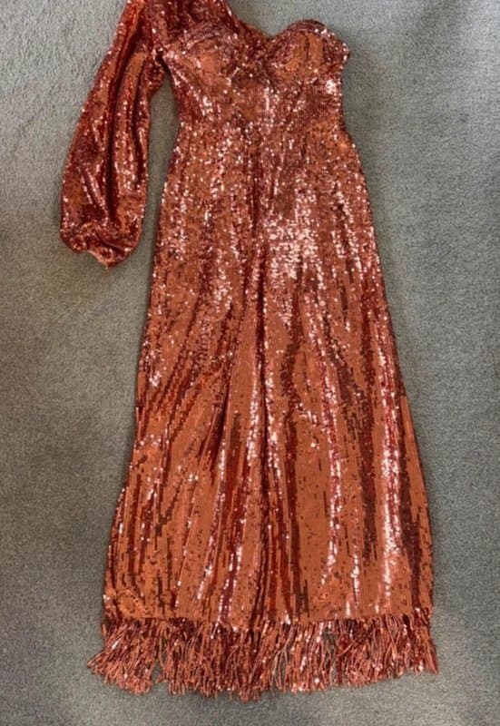 ASOS ASOS Luxe rose gold sequin jumpsuit size UK 10