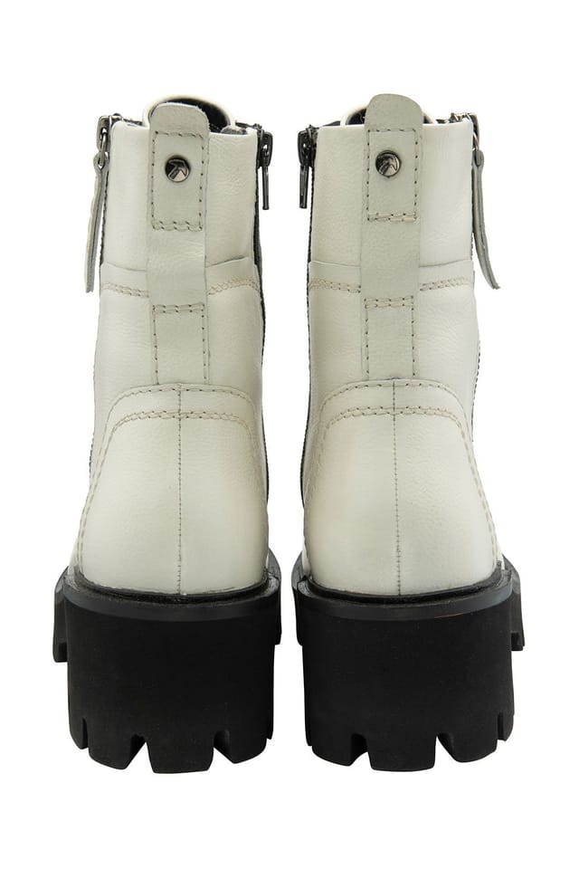 Ravel Ravel Women's 'Leith' Leather Lace-Up Biker Boots in Natural - 3