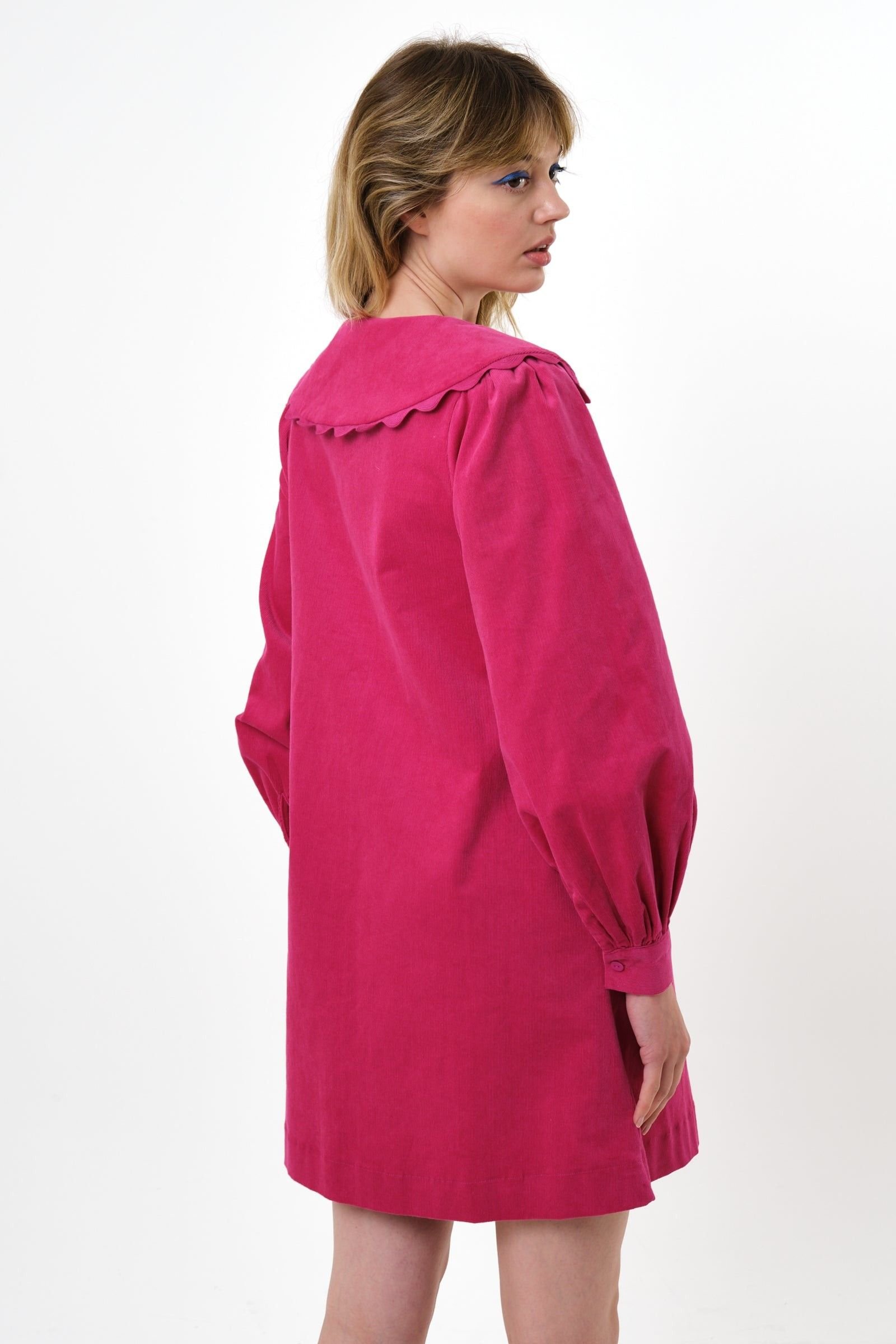 Louche Louche Women's Bonny Baby cord Long Sleeve Mini Dress - Pink - 2