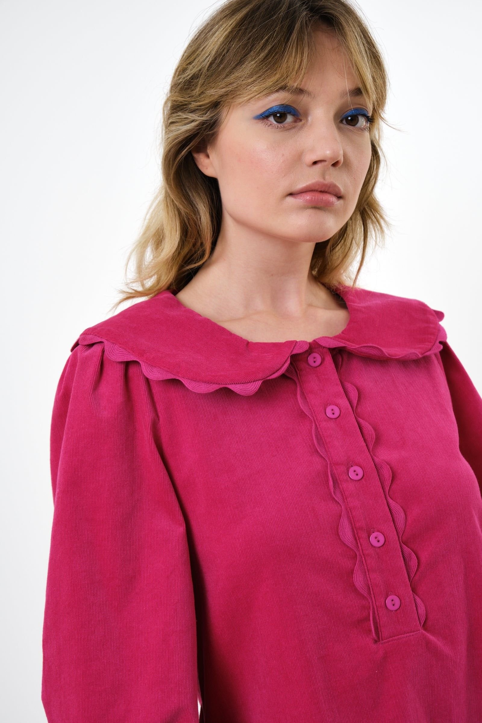 Louche Louche Women's Bonny Baby cord Long Sleeve Mini Dress - Pink - 4