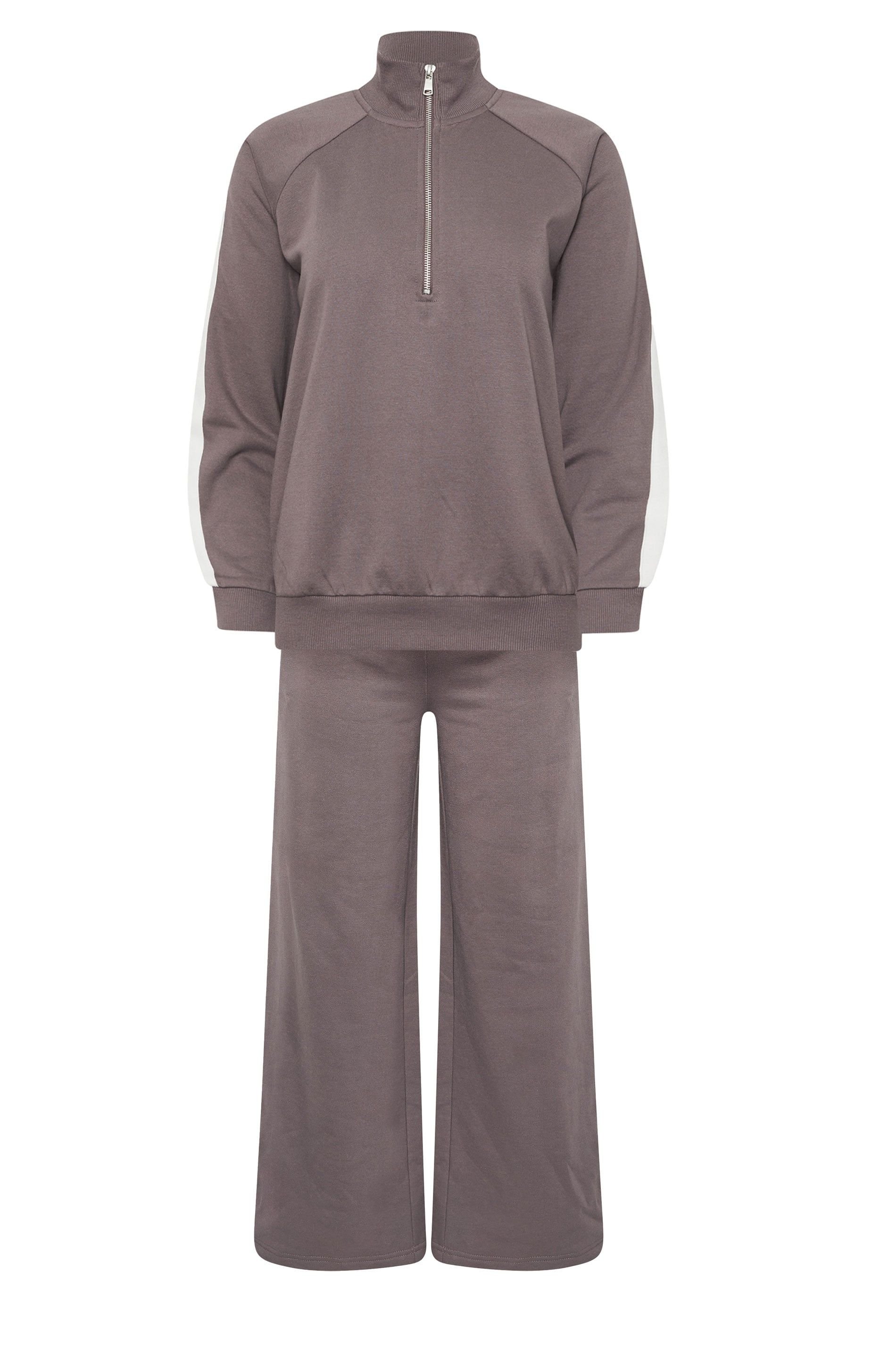 PixieGirl PixieGirl Women's Petite Stripe Sweatshirt & Wide Leg Joggers Set in Purple - 2