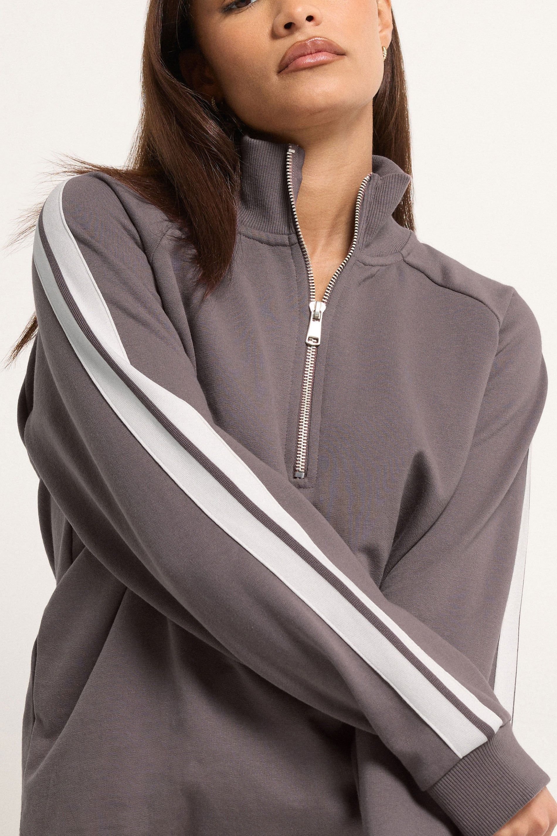 PixieGirl PixieGirl Women's Petite Stripe Sweatshirt & Wide Leg Joggers Set in Purple - 3