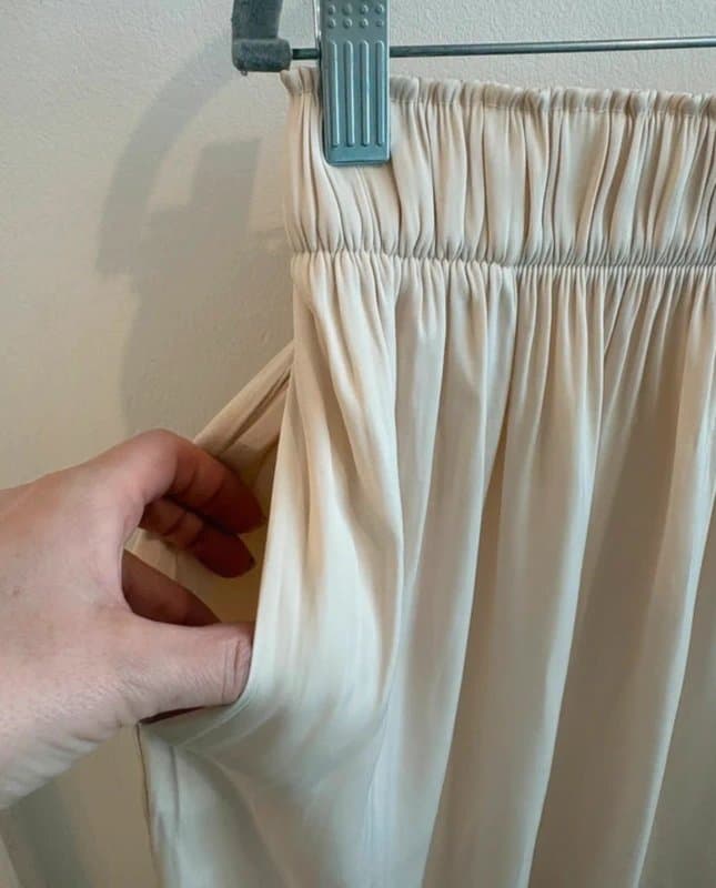 H&M H&M Logg Cream Satin Midi Skirt Size M