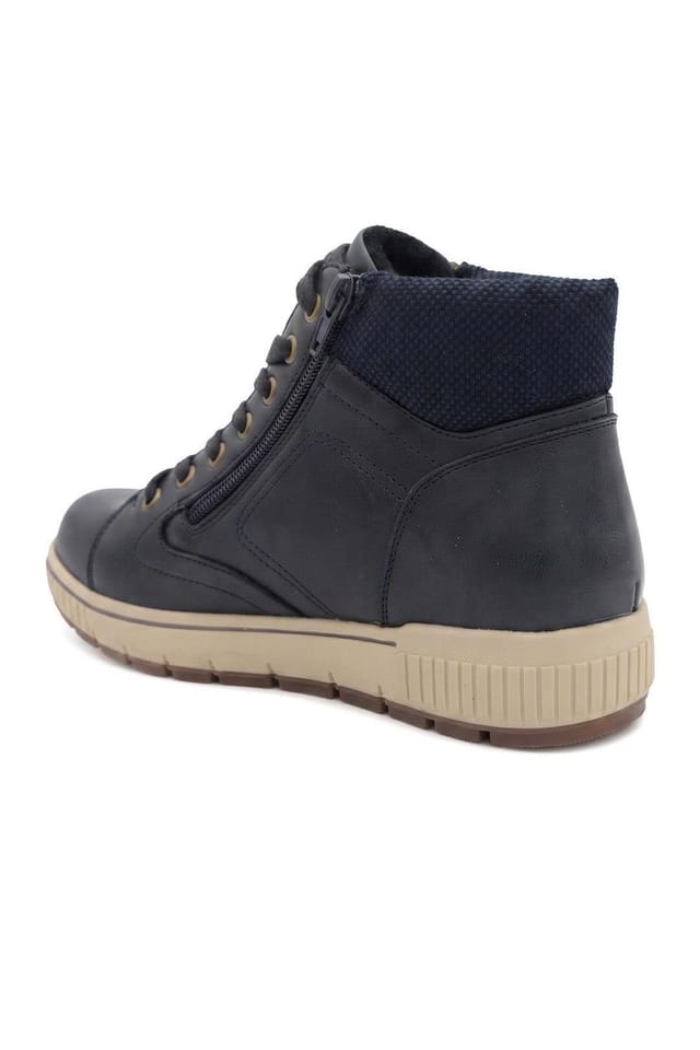 Pavers Pavers Women's Wide Fit Zip & Lace Fasten Hi-Tops in Navy - 3